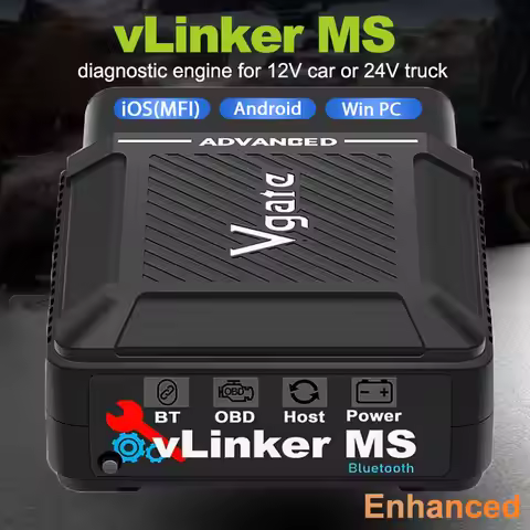 2025 Upgraded Vgate vLinker MS Bluetooth Car OBD2 Scanner Work in 12V or 24V Supports HS-CAN, MS-CAN