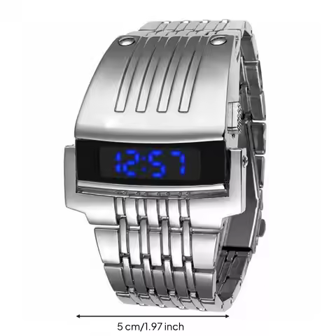 Robot Wristwatch Electronic Movement Alloy Strap LED Digital Watch Contemporary Design Men’s Accesso