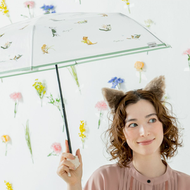 Wpc. - 【PT-OM-005-002 GR】綠色 - 花店可愛貓咪半透明塑料縮骨遮/摺疊傘/短遮 ▼G6(31239)