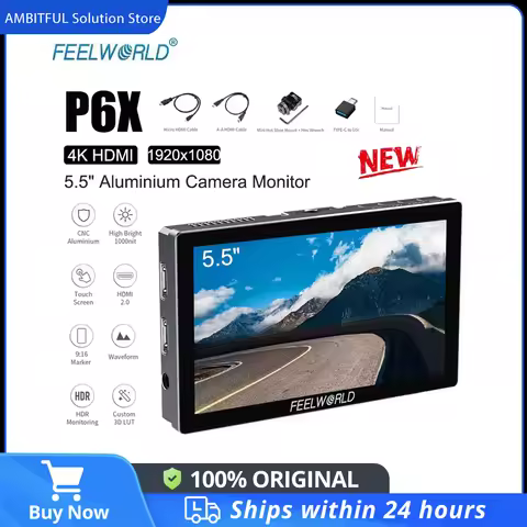 FEELWORLD P6X 5.5 Inch Touch Screen Monitor 4K HDMI 1920x1080 pixels Aluminium DSLR Camera Field Mon