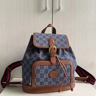 Gucci Denim Denim Presbyopic and Cowhide Denim Backpack Fabric Small Schoolbag Ladies Backpack