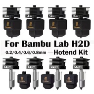 LG H2D H2S Hotend Kit with 0.2/0.4/0.6/0.8mm Hardened Steel Nozzle, Replacement Hotend Kit for Bambu