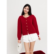 SHOP MARRA Daisy Top Knitwear Woman Cardigan Korean Style Cute Cardigan Loose Cardigan [RED LEFT]