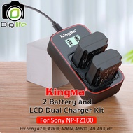 Kingma Battery &amp; Charger LCD Kit NP-FZ100 ( แบตเตอร๊่ 2ก้อน+ชาร์จเจอร์ ) Sony A7 III, A7R III, A7R IV, A6600 , A9 ,A9 II