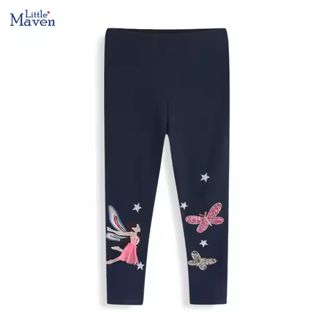 Little maven Kids Clothes Children's Clothing Autumn Spring Girls Pants Cotton Trousers Cartoon Ange