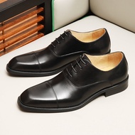 【A Flexible】 British Three Joint Men's Business Formal Leather Shoes Genuine Leather Groom Wedding S