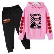 เซ็ตเสื้อสเวตเตอร์และกางเกง Hoodie NARUTO สำหรับรองเท้าแตะเด็กผู้ชายหรือหญิง/ฤดูหนาวเสื้อสเว็ตเชิ้ตค