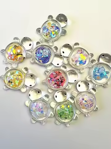 Luminous Transparent Turtle Ornaments Cute Glitter Tortoise DIY Cream Glue Accessories Mini Desktop 
