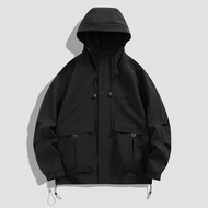 Waterproof UV Protection Hooded Jacket in Orange Beige Black Sizes M to 3XL