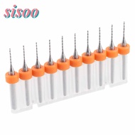 SISOO 10pcs Mini Drill Bits Set, 0.8mm Tungsten Carbide PCB Drill Bits Set, Boring Drill Bits Silver