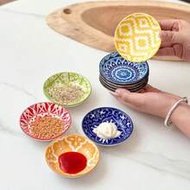 1/4/6/10 Pcs Ceramic Condiment Dish, Boho Style Small Dinner Plates, Round Dipping Dish For Sushi, S