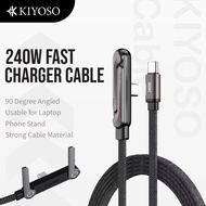 KIYOSO 240W Type C To Type C Cable 90 Degree Angled Cable Quick Charging Laptop Charger Phone Stand