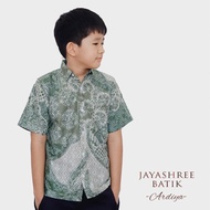 Jayashree Batik Kids Ardiya Green Kemeja Batik Anak Lengan Pendek Sage