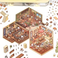 今日营业2.0系列3D立体造景贴纸 高颜值ins风堆叠小屋DIY场景素材Today's opening is the 2.0 series 3D stereoscopic landscape desi