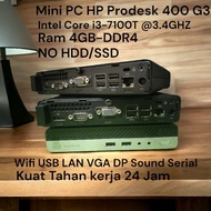 HP Mini PC Prodesk 400 G3 Core i3 Gen 7hp Only 4GB DDR4 Ram No HDD/SSD