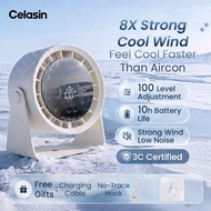 Celasin S15 Mini Portable Desktop/Wall-Mount 2in1 Fan 10h Battery Life&100 Level Adjustable High Spe