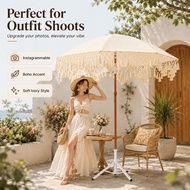 European Style White Triangle Weaving Lace Outdoor Umbrella for Garden Patio Beach Sun Protection