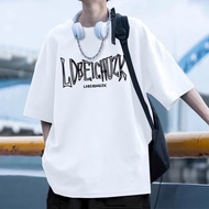 【 M-5XL 】American Style Trendy Letter Printed T-shirt for Men Fashionable High Street Loose Oversize