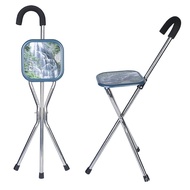 HY-$ Thick Stainless Steel Triangle Foldable Stool Non-Slip Crutch Stool Walking Stick Elderly Crutch with Seat TPZ4