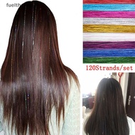 <FLTFR> 120 Strands Hair Tinsel Bling Silk Hair Flare Strands Glitter Rainbow Hair Decor New