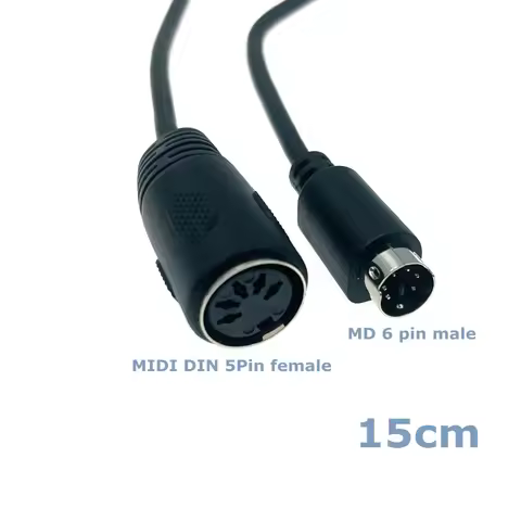 15cm DIN 5 Pin Female to MIDI 6 Pin Male Cable Keyboard and Mouse Transfer Cable for PS2 5.9in 6 pin