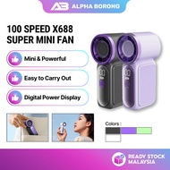 Alpha Borong 3000mAh X688 Portable Handheld Fan USB Rechargeable Mini Cooling Fan Adjustable Pocket 