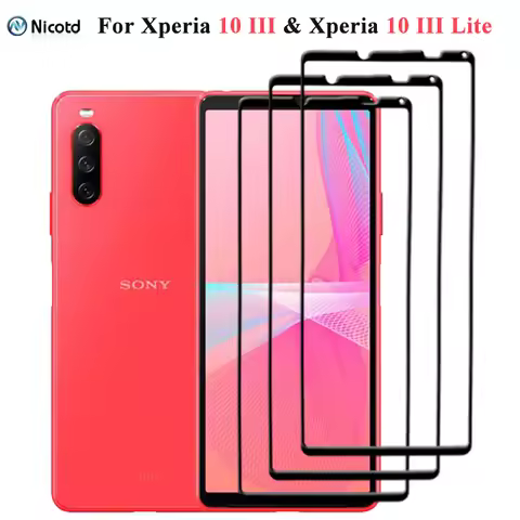 3PCS Full Cover Protective Glass For Sony Xperia 10 III XQ-BT52 Full Glue Screen Protector For Sony 