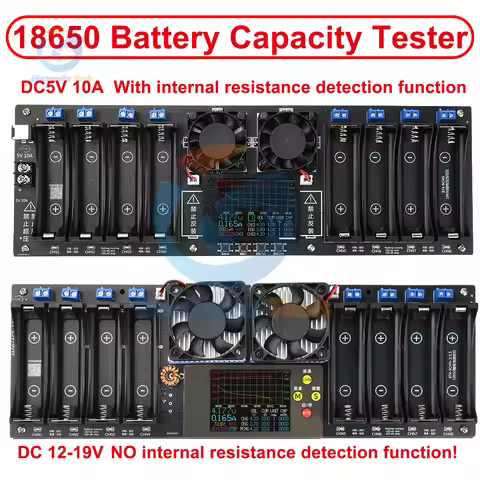 DC 12-19V DC 5V 8 Channel 18650 Battery Capacity Tester Moduel Electronic Load Tester LCD Automatic 