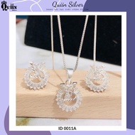 S925 Quiin silver jewelry set - L V LV logo earring necklace. for women 0011A