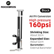 ROCKBROS 160psi Air Inflator Pump Guage AV FV Portable Bike Pump Aluminum Alloy High Pressure Foot T