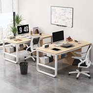 2-person desk, simple and modern employee workstation, staff desk and chair combination, double work