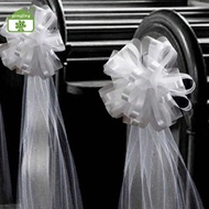 [Gong] Church Wedding Pew Bows With Long Tulle Tails Chair Aisle Decor Wedding Car Decoration For Ch