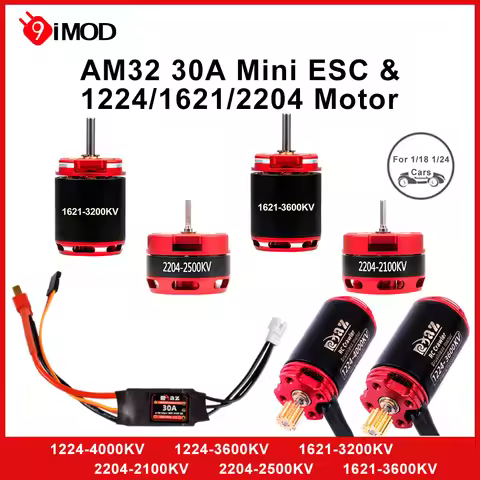 9IMOD Brushless ESC Motor Combo AM32 30A Mini ESC 1224/1621/2204 Outrunner Motor For RC 1/18 1/24 Cr