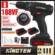 KINGTEN® XTITAN 3200rpm New 188VF Black Lithium Battery Screwdriver Set Cordless Drill Multi-functio