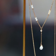 14kgf-white topaz Y silhouette necklace