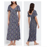 (Size XS) Floral Flowy Summer Dress in Purple - Casual Summer Beach Floral Dress - XS