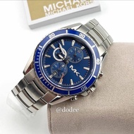 Best Seller Michael Kors MK8354 Jet Master Chronograph Blue Dial Stainless Steel Men's Watch With 1 Year Warranty For Mechanism