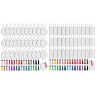 128Pcs Sublimation Keychain Blanks Set Key Rings Sublimation Blanks Heat Transfer Keychain Tassels M