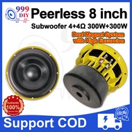 999DIY Peerless 8 Inch Subwoofer Speaker 4+4Ω 300+300W BASS Speaker Subwoofer 8 inches Woofer Speake