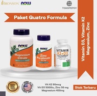 Quatro Formula: Vitamin D3 K2 Zinc Magnesium Now Bronson 120 capsule