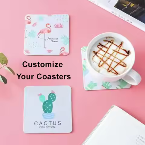 Custom Paper Coaster Personalized Logo Full Color Double Sided Printing Coffee Milk Tea Hot Drink Ta
