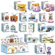 BUILDING BLOCK BRICK ELECTRONIC ITEMS TELEPHONE REFRIGERATOR TV OVEN MICROWAVE MACHINE ELECTRONIC / 