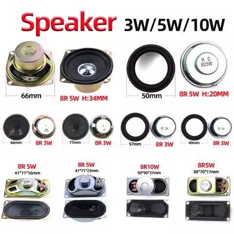 2PCS LCD TV Speakers 5W 10W 8R3W DIY Speaker Horns 41x71/30x70/50x90 Diameter 40mm 50mm 66mm 77mm fo