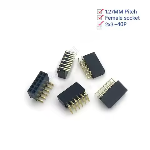 1.27 2X/2/3/4/5/6/8/10/40 PIN Double Row Right Angle Female PIN HEADER 1.27MM Ptich Strip Connector