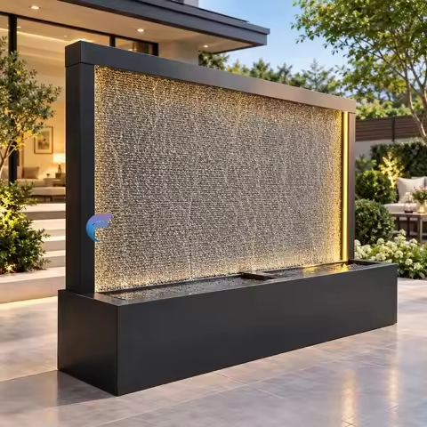 custom.Custom Natural Slate Waterfall Wall Stone Slab Feature Wall Fountain Indoor Outdoor Hotel Gar