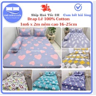Single Sheet, Bed Sheet 1m6 x 2m mattress height 16 - 25cm 100% Cotton fabric, thick, cool, sweat ab