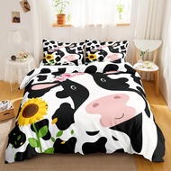 2 Cute Cow Print Duvet Cover Queen Kawaii Highland Cow Bedding Set King Comforter Cover Cartoon Farm Animals Polyester Duvet Cover