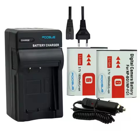 2PCS NP-BG1 NP BG1 Camera Battery + EU/US Charger +car adapter for SONY HX10 W30 DSC-W210 W100 W110 