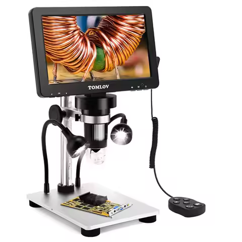 TOMLOV DM9 Professional Digital Microscope 1200x Magnification 7" LCD Adjustable Display USB Electro