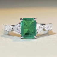 Genuine Luxury Solid Platinum PT950 Women's Emerald Cotton Muzuo Diamond Ring Seiko Caibao Moissanit